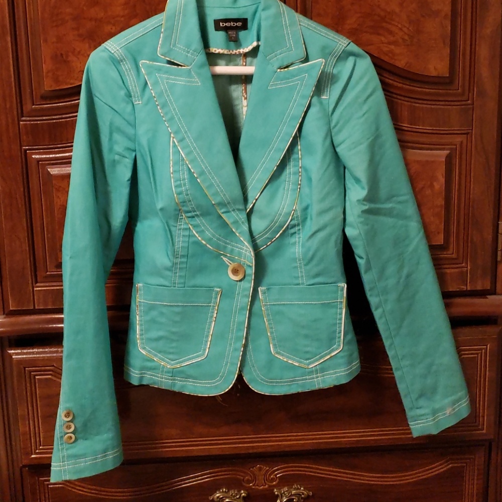 Bebe Jacket Blazer Turquoise Size 4